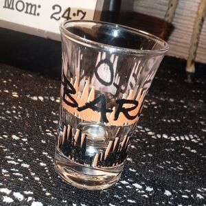 Collectable Barcelona Shot Glass with Black and Gold Design
